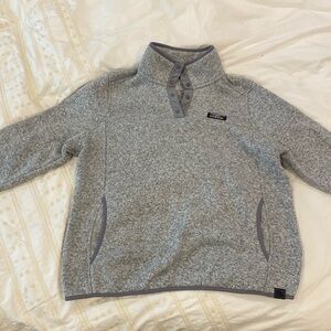 Women’s LL Bean large petite gray sweater fleece pullover jacket